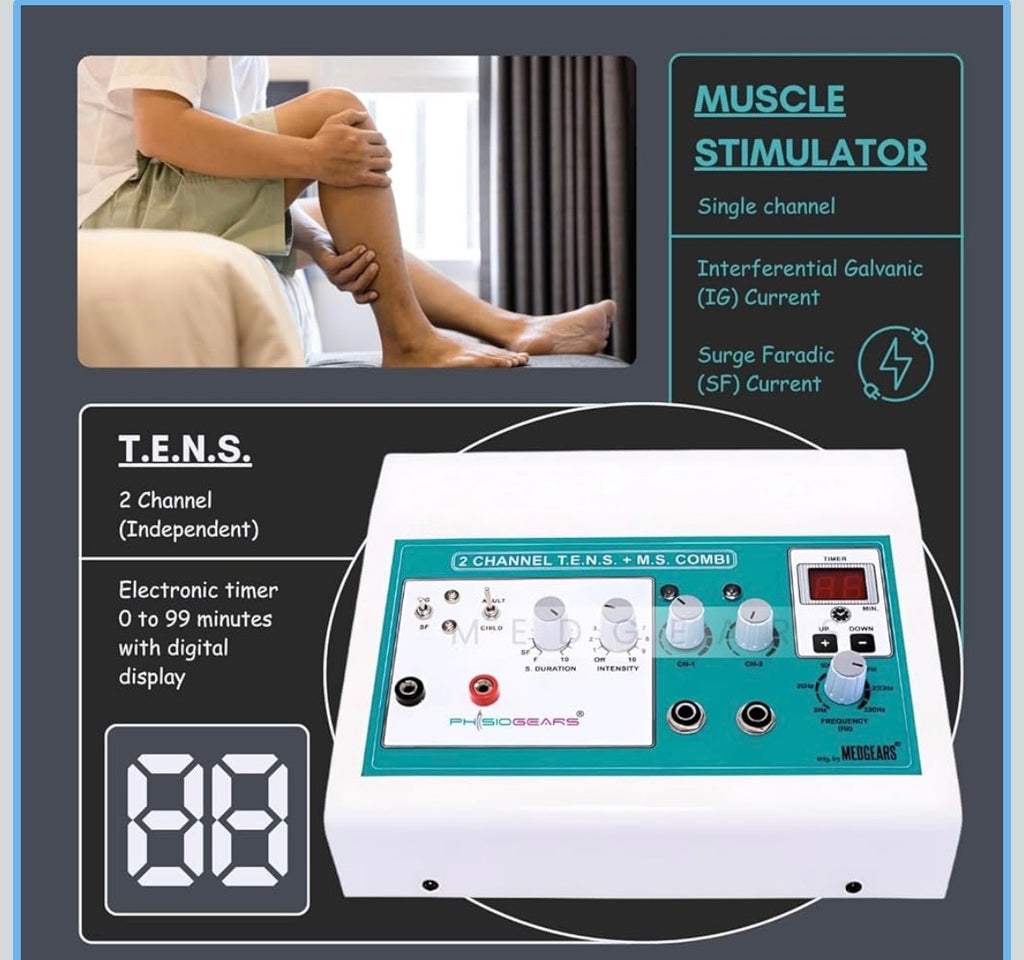 2-Channel TENS + MS Combo Machine – Professional Electrotherapy System